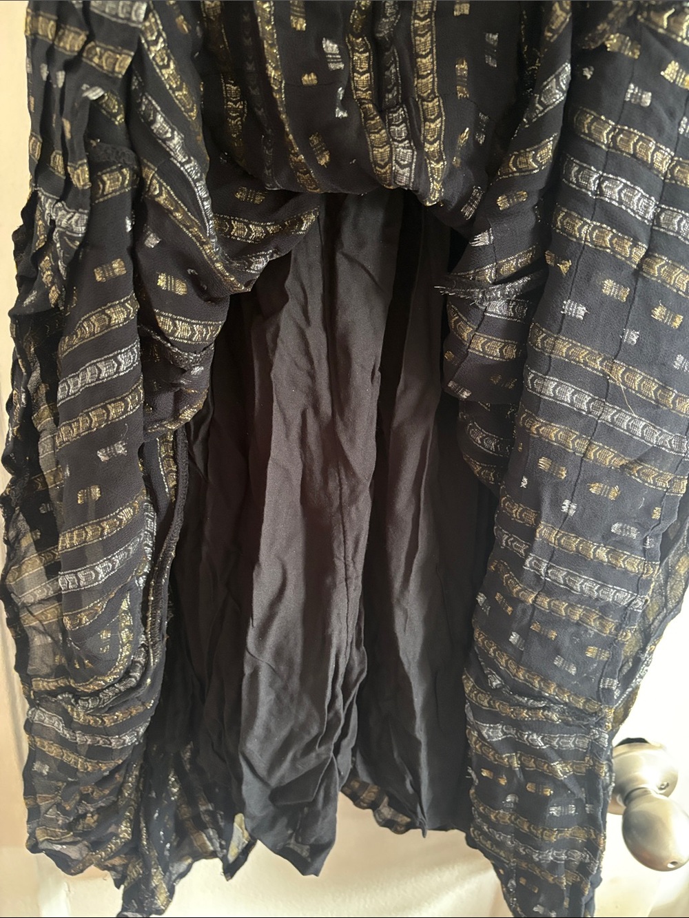 Anthropologie Black Dress with Gold Stripe Maxi US size 8 - Picture 3 of 6